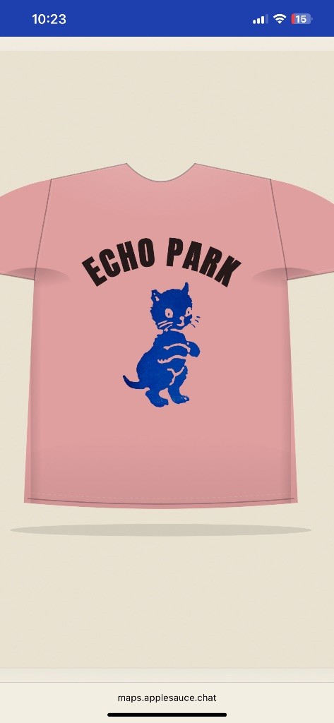 Echo Park Pink T-Shirt with Blue Cat Graphic