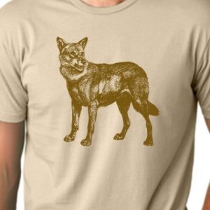 Men's Beige T-Shirt with Brown Wolf Graphic
